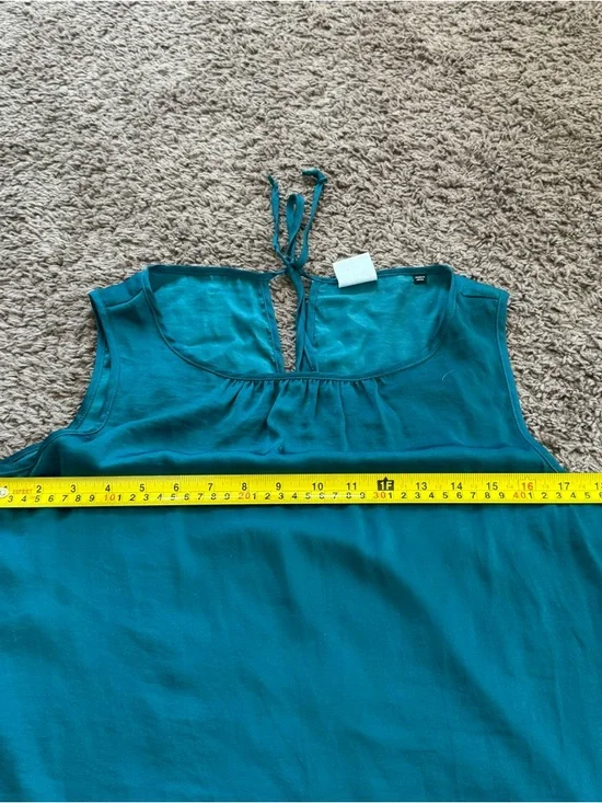 CABI Turquoise Sleeveless Satin Blouse Tunic Top Size S Small - Picture 7 of 7